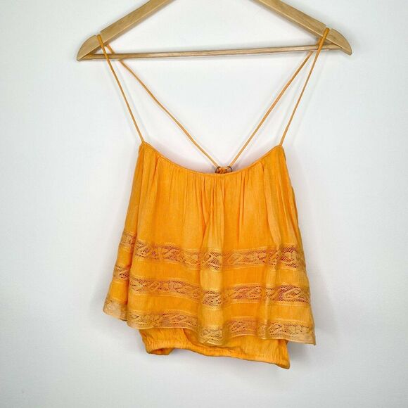 Free People Home Again Tie Back Crop Camisole in Cantaloupe Women’s Size Small - Picture 2 of 11